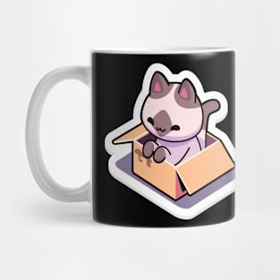 Cute Cat Grinning in a Box Mug